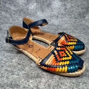 Authentic Mexican Leather Sandals Huaraches Rainbow‎ Mary Jane Womens Size 9